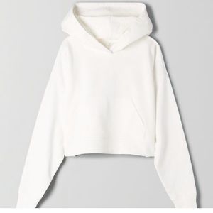 Aritzia TNA cozy fleece boyfriend shrunken hoodie - size US XS - White colour